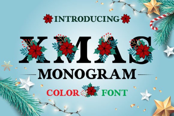 Xmas Monogram: A Festive Color Font for Holiday Designs